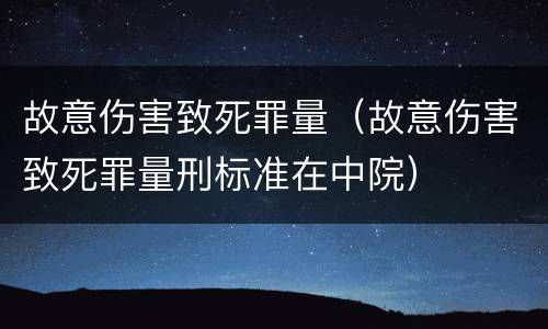 故意伤害致死罪量（故意伤害致死罪量刑标准在中院）