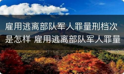 雇用逃离部队军人罪量刑档次是怎样 雇用逃离部队军人罪量刑档次是怎样算的
