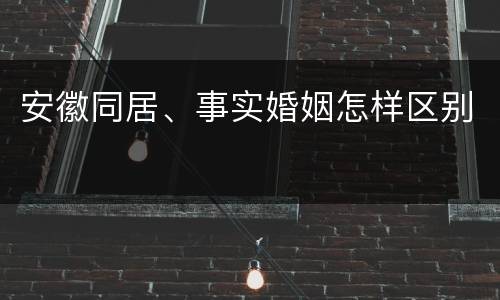 安徽同居、事实婚姻怎样区别