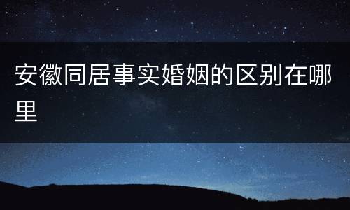 安徽同居事实婚姻的区别在哪里