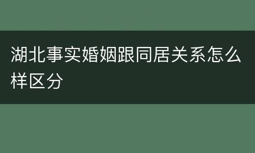 湖北事实婚姻跟同居关系怎么样区分