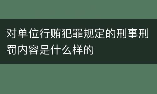 对单位行贿犯罪规定的刑事刑罚内容是什么样的