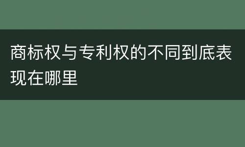 商标权与专利权的不同到底表现在哪里
