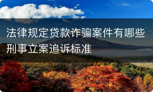 法律规定贷款诈骗案件有哪些刑事立案追诉标准