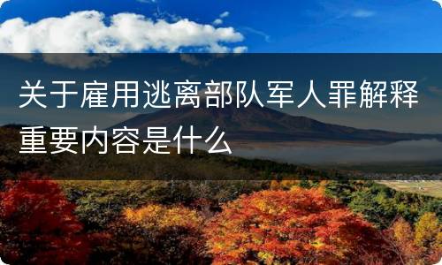 关于雇用逃离部队军人罪解释重要内容是什么