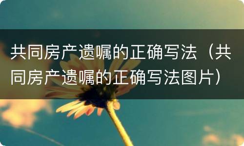 共同房产遗嘱的正确写法（共同房产遗嘱的正确写法图片）