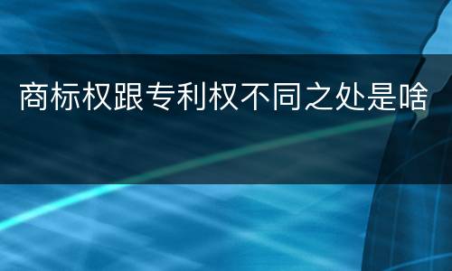 商标权跟专利权不同之处是啥