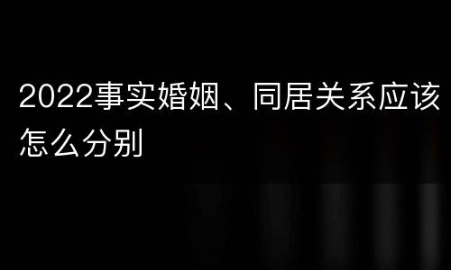 2022事实婚姻、同居关系应该怎么分别