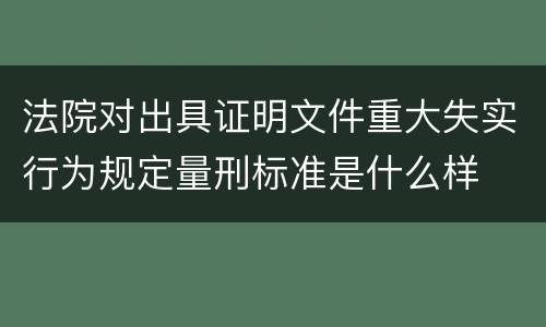 法院对出具证明文件重大失实行为规定量刑标准是什么样