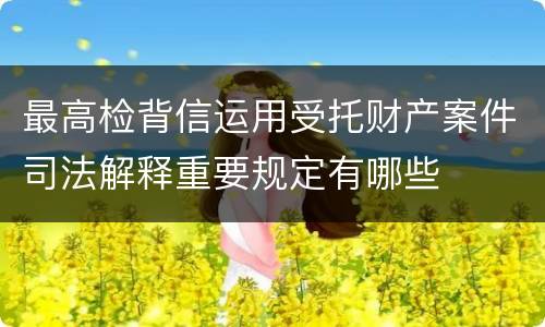 最高检背信运用受托财产案件司法解释重要规定有哪些