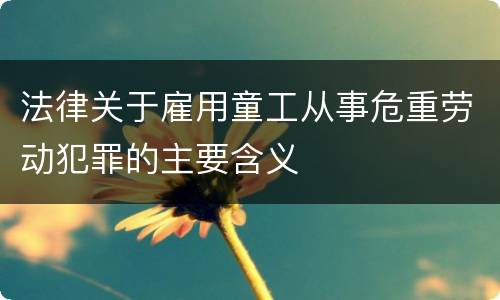 法律关于雇用童工从事危重劳动犯罪的主要含义