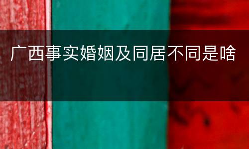 广西事实婚姻及同居不同是啥