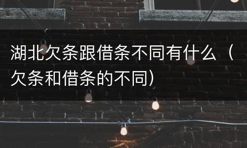 湖北欠条跟借条不同有什么（欠条和借条的不同）