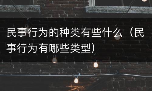 民事行为的种类有些什么（民事行为有哪些类型）