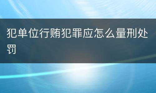 犯单位行贿犯罪应怎么量刑处罚