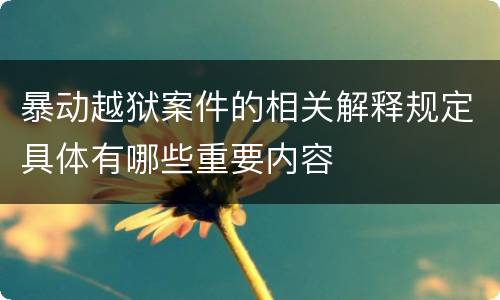 暴动越狱案件的相关解释规定具体有哪些重要内容