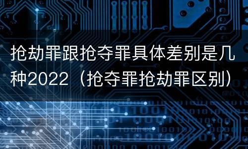 抢劫罪跟抢夺罪具体差别是几种2022（抢夺罪抢劫罪区别）
