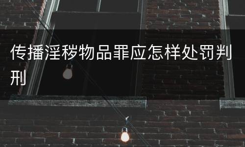 传播淫秽物品罪应怎样处罚判刑