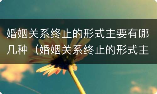 婚姻关系终止的形式主要有哪几种（婚姻关系终止的形式主要有哪几种方式）