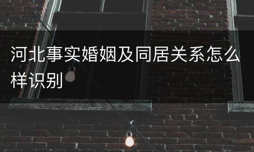 河北事实婚姻及同居关系怎么样识别