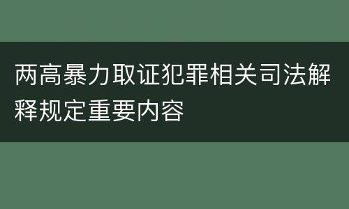 两高暴力取证犯罪相关司法解释规定重要内容