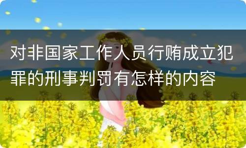 对非国家工作人员行贿成立犯罪的刑事判罚有怎样的内容