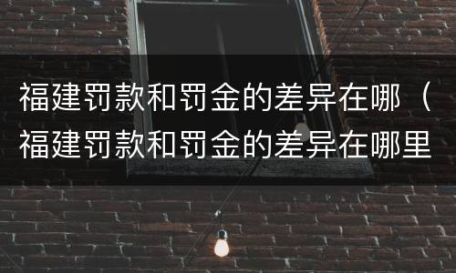 福建罚款和罚金的差异在哪（福建罚款和罚金的差异在哪里）