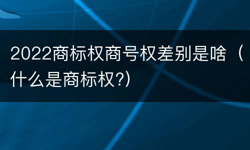 2022商标权商号权差别是啥（什么是商标权?）