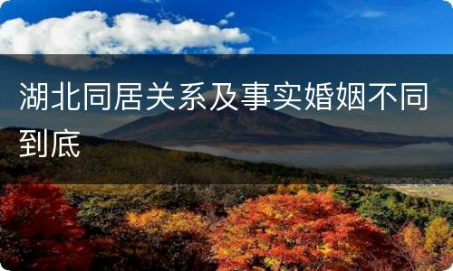 湖北同居关系及事实婚姻不同到底