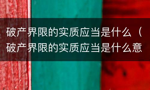 破产界限的实质应当是什么（破产界限的实质应当是什么意思）