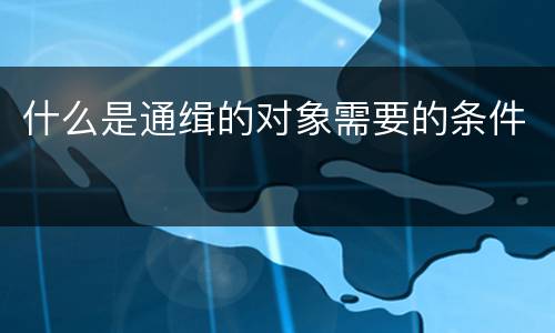 什么是通缉的对象需要的条件