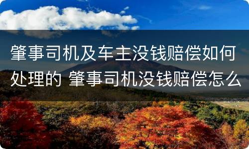 肇事司机及车主没钱赔偿如何处理的 肇事司机没钱赔偿怎么办
