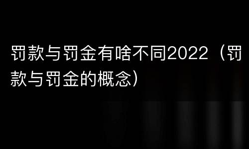 罚款与罚金有啥不同2022（罚款与罚金的概念）