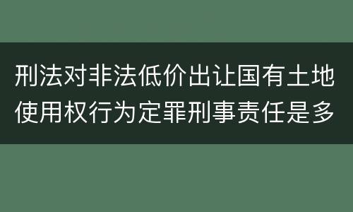 刑法对非法低价出让国有土地使用权行为定罪刑事责任是多少