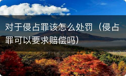 对于侵占罪该怎么处罚（侵占罪可以要求赔偿吗）