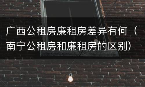 广西公租房廉租房差异有何（南宁公租房和廉租房的区别）