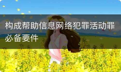 构成帮助信息网络犯罪活动罪必备要件