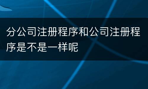 分公司注册程序和公司注册程序是不是一样呢