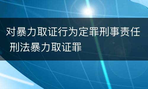 对暴力取证行为定罪刑事责任 刑法暴力取证罪