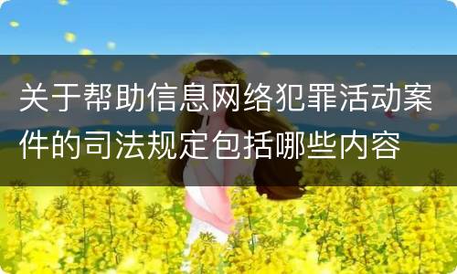 关于帮助信息网络犯罪活动案件的司法规定包括哪些内容