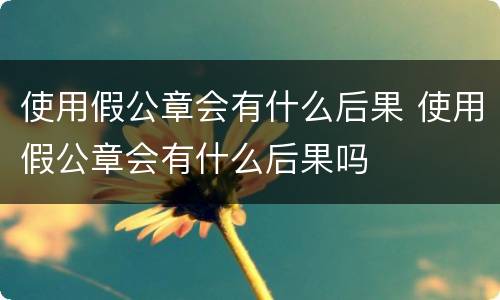 使用假公章会有什么后果 使用假公章会有什么后果吗