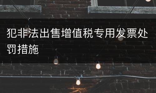 犯非法出售增值税专用发票处罚措施