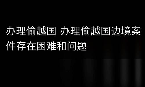 办理偷越国 办理偷越国边境案件存在困难和问题