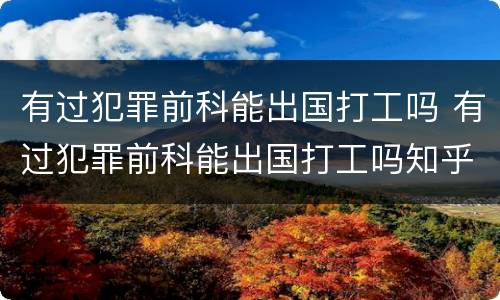 有过犯罪前科能出国打工吗 有过犯罪前科能出国打工吗知乎