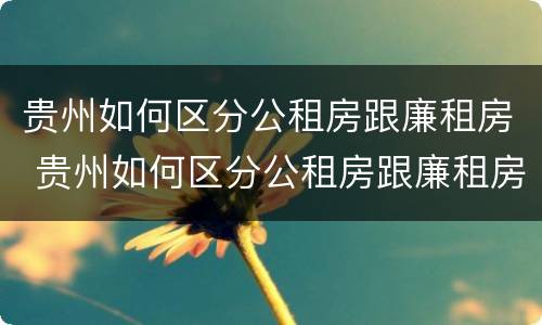 贵州如何区分公租房跟廉租房 贵州如何区分公租房跟廉租房呢