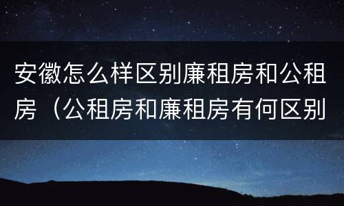 安徽怎么样区别廉租房和公租房（公租房和廉租房有何区别）