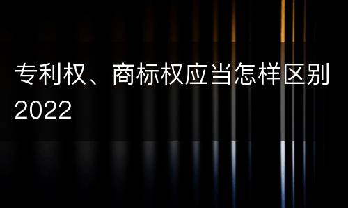 专利权、商标权应当怎样区别2022