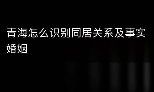 青海怎么识别同居关系及事实婚姻