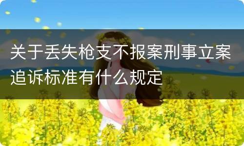 关于丢失枪支不报案刑事立案追诉标准有什么规定