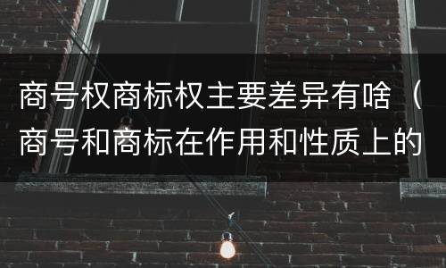 商号权商标权主要差异有啥（商号和商标在作用和性质上的区别）